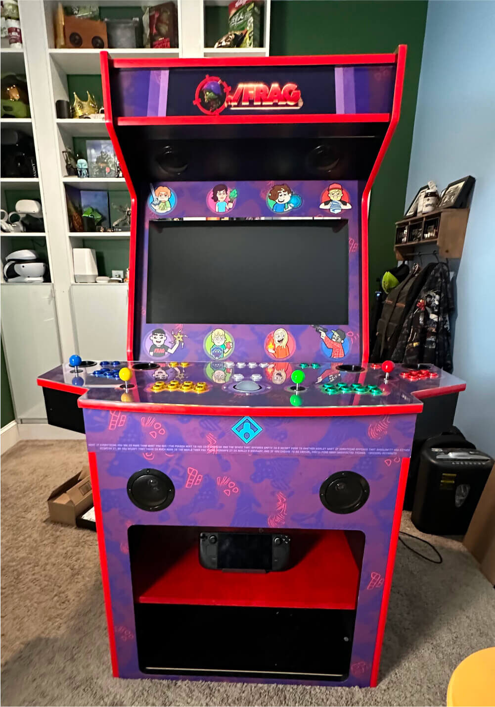 Arcade cabinet — front panel detail