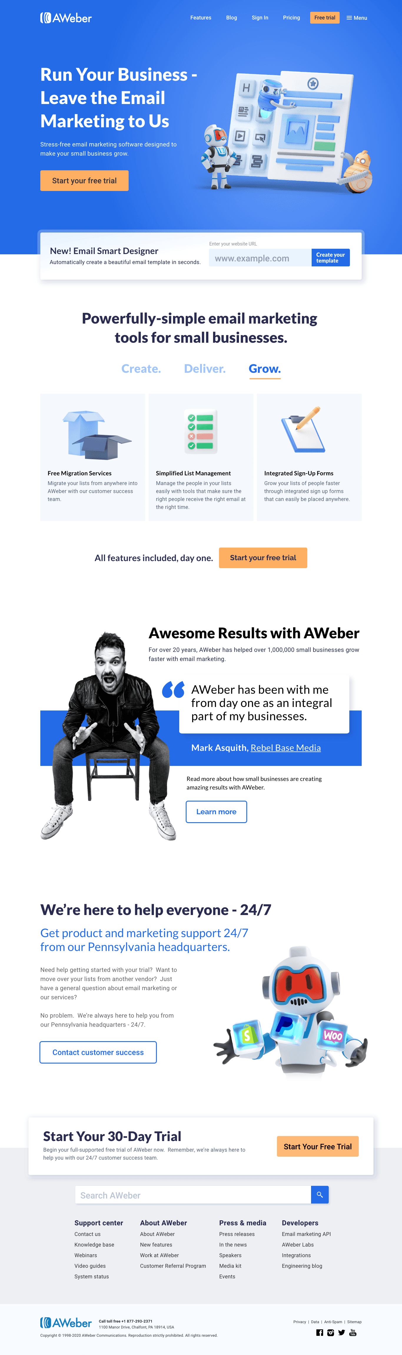 Landing page redesign — full-page comp