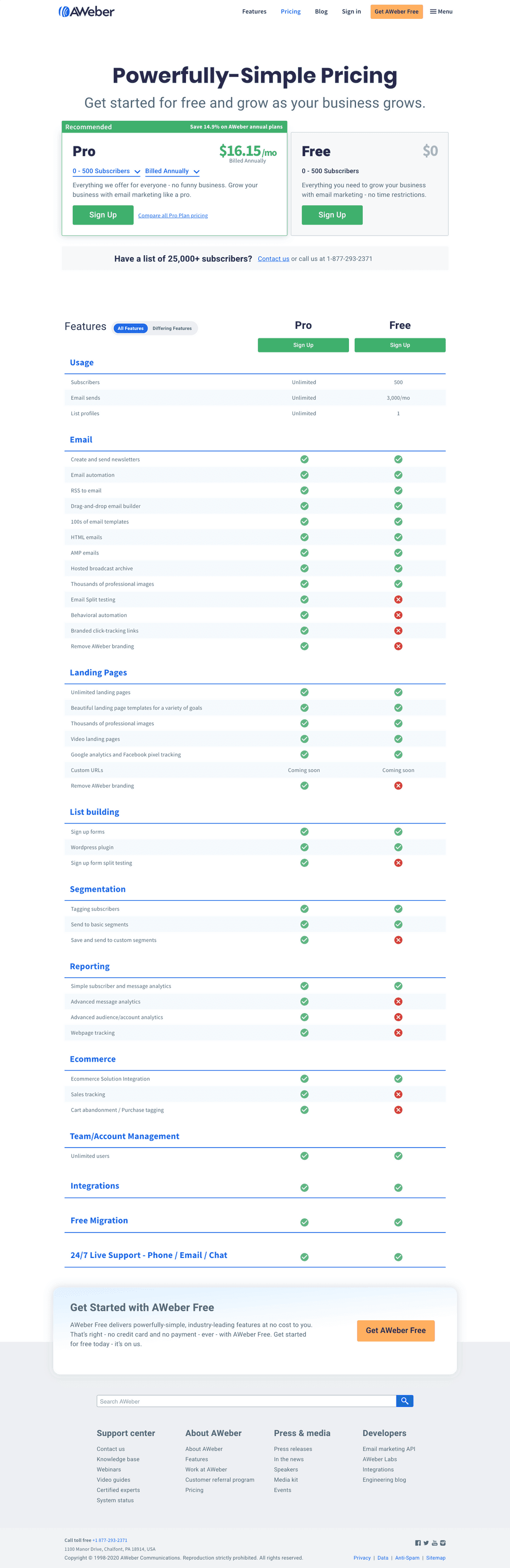 Landing page redesign — full-page comp