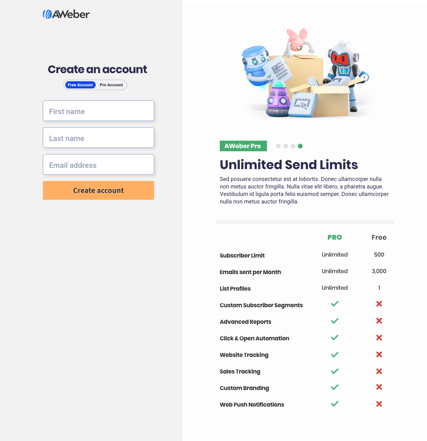 Sign-up page variant