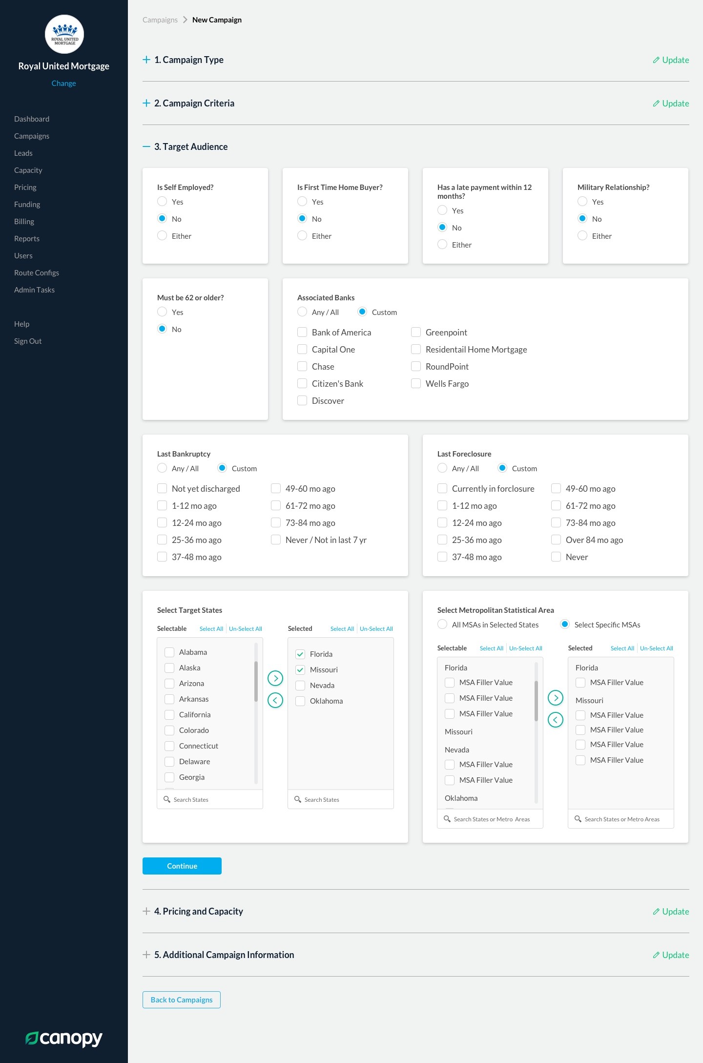 Canopy — campaign configuration