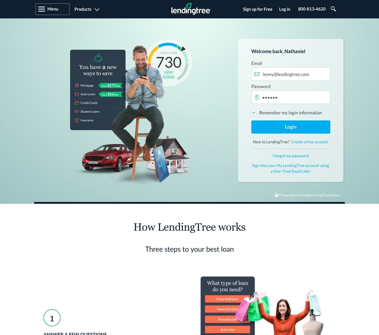 Homepage A/B test — desktop variant