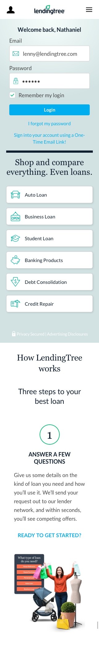 Homepage A/B test — mobile variant