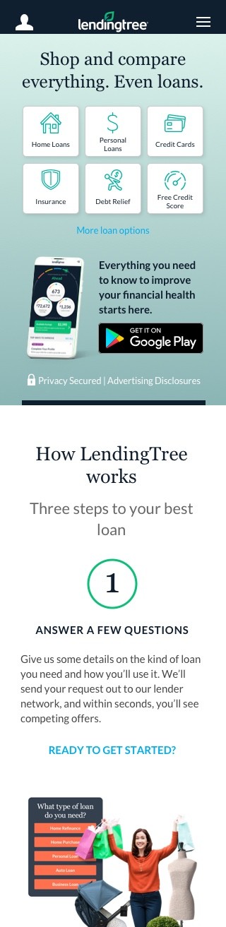 Homepage A/B test — mobile variant