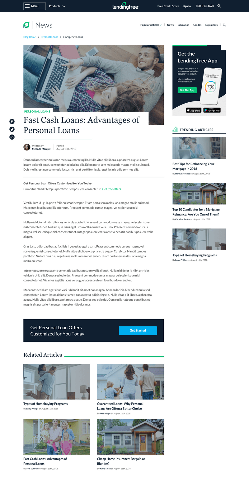 Blog content template — sidebar variant