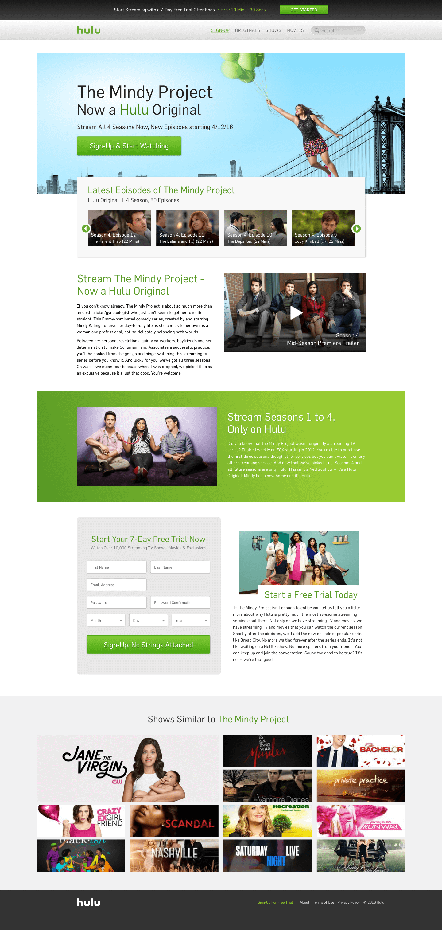 Hulu — content landing page