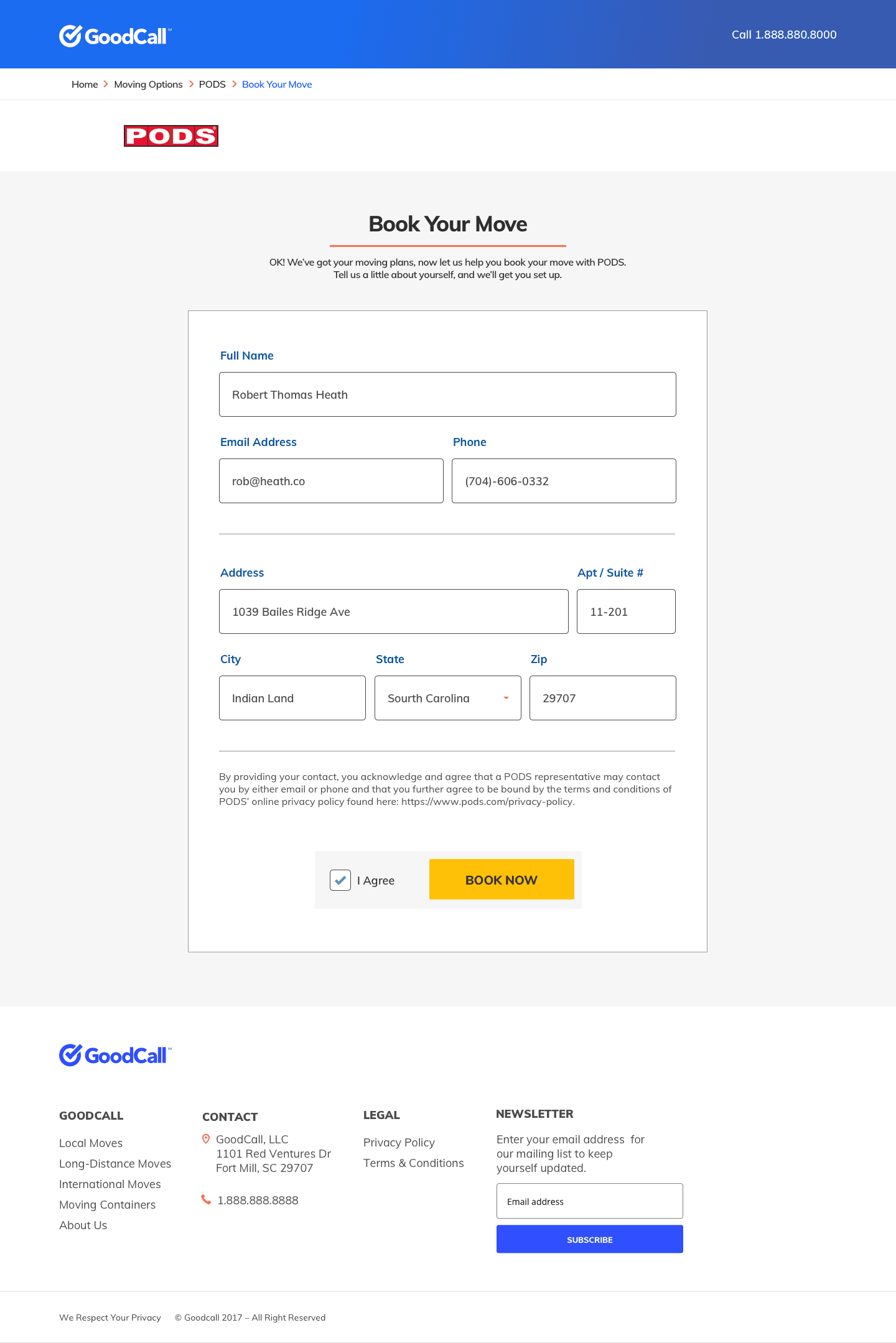GoodCall — confirmation, desktop