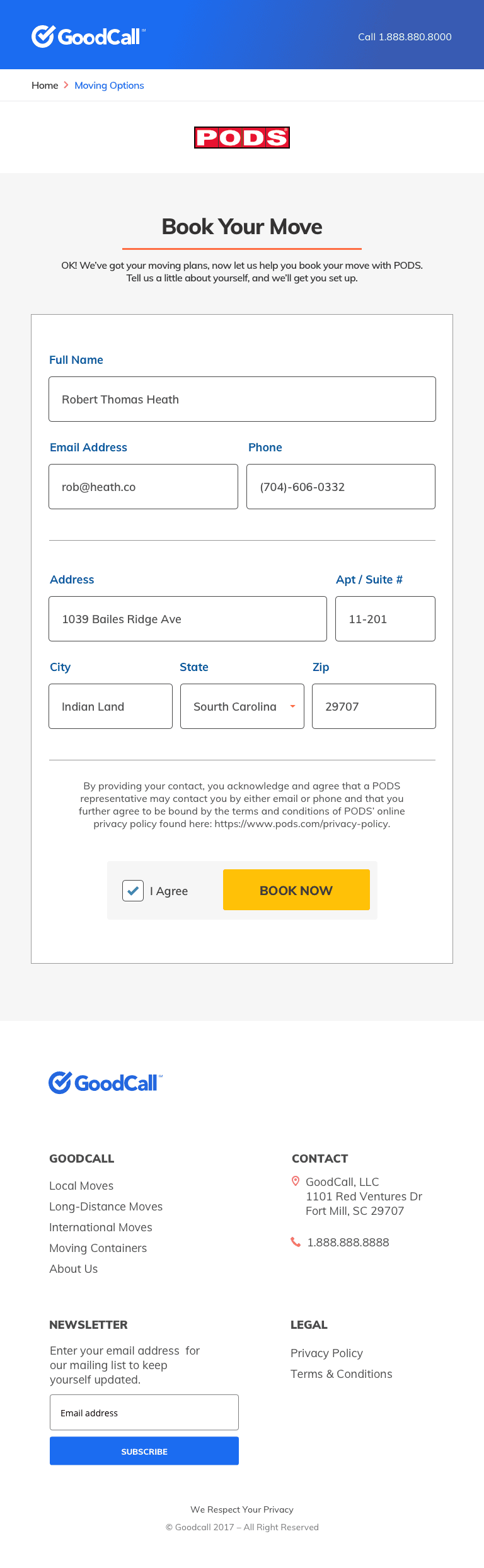 GoodCall — confirmation, tablet