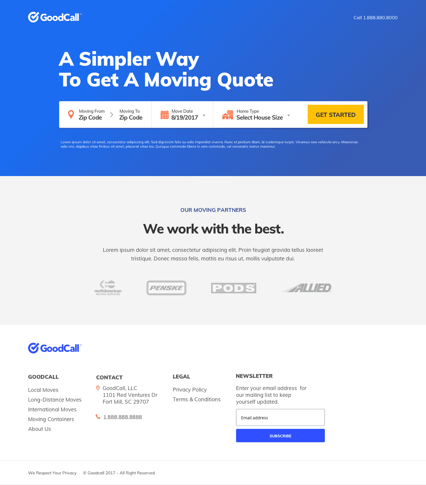 GoodCall — search landing