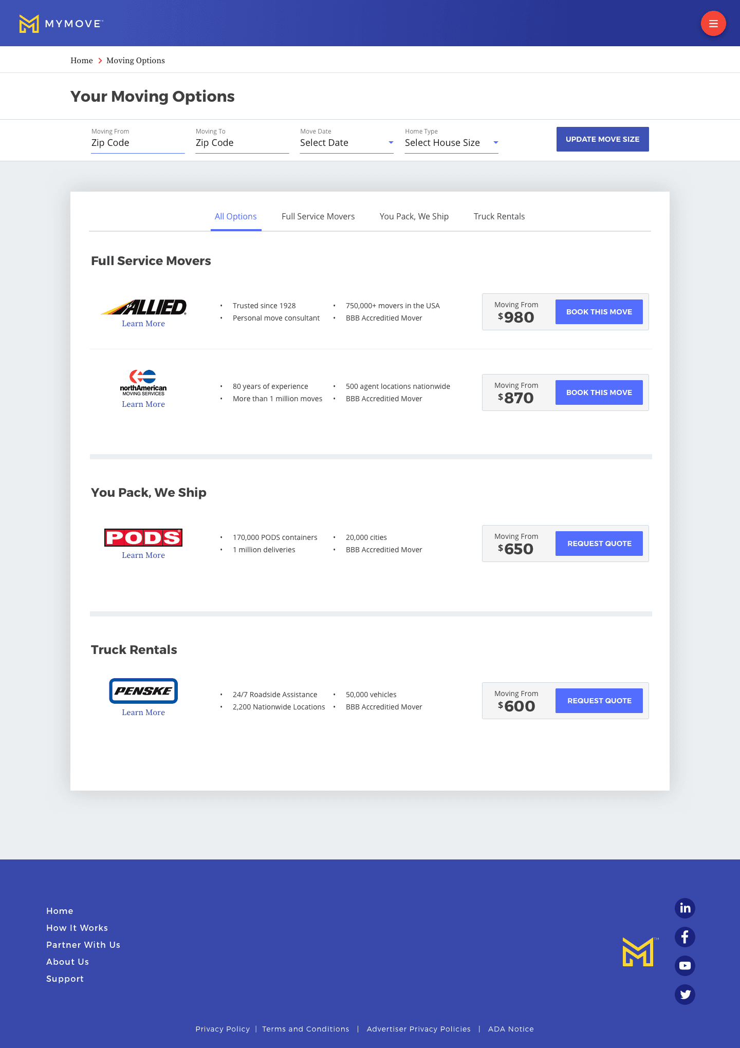 MyMove — booking page